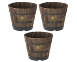 Vegtrug Wooden Planter Barrel For Indoor Outdoor Garden Patio Terrace Balcony Color Burnt Oak I Diameter 46Cm (18.11) Pack Of