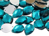 Allstarco 18x13mm Blue Aqua CH24 Teardrop #2 Flat Back Sew On Beads for Crafts Plastic Acrylic Rhinestones with Holes for Sewing