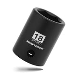 MIXPOWER 1/2 Drive Shallow Impact Socket, CR-MO, 18mm, 6 Point, Radius Corner Design, Axle Nut Impact Grade Socket for Easy Remo