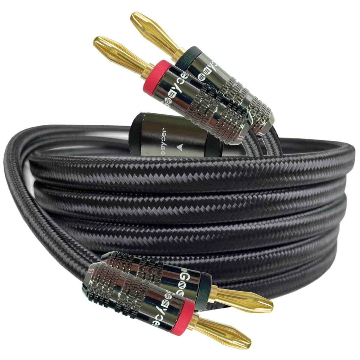 Goaycer 10Feet Speaker Cable with Banana Plugs,14 Gauge Oxygen-Free-Copper (OFC) Speaker Wire(10FT/One Cable)