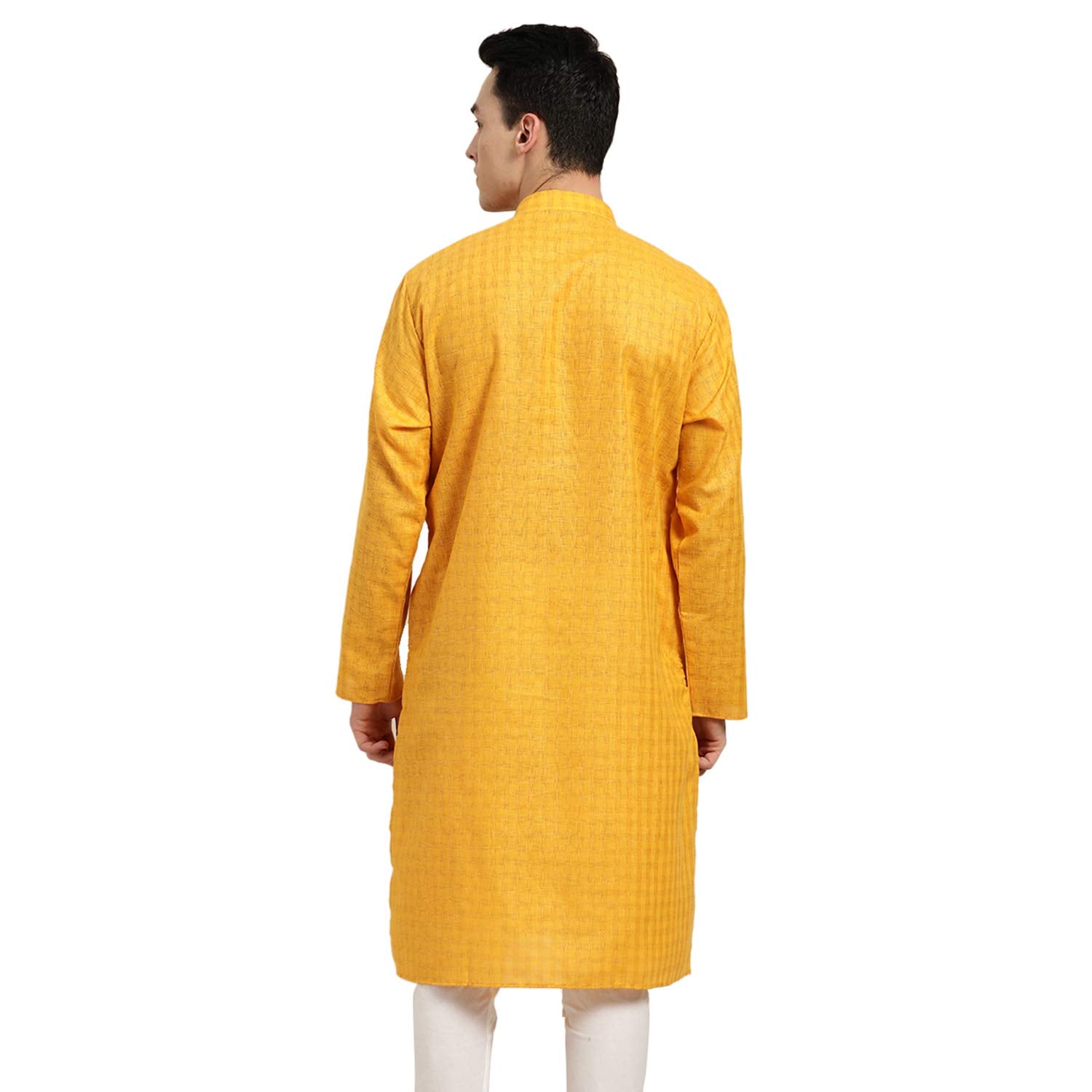 Sojanya (Since 1958 Men'S Cotton Blend Checkered Regular Kurta Set (D-Sjr-Lk-Dobychk-257-Mstrd-42_Mustard(D-Sjr-Lk-Dobychk-257-M