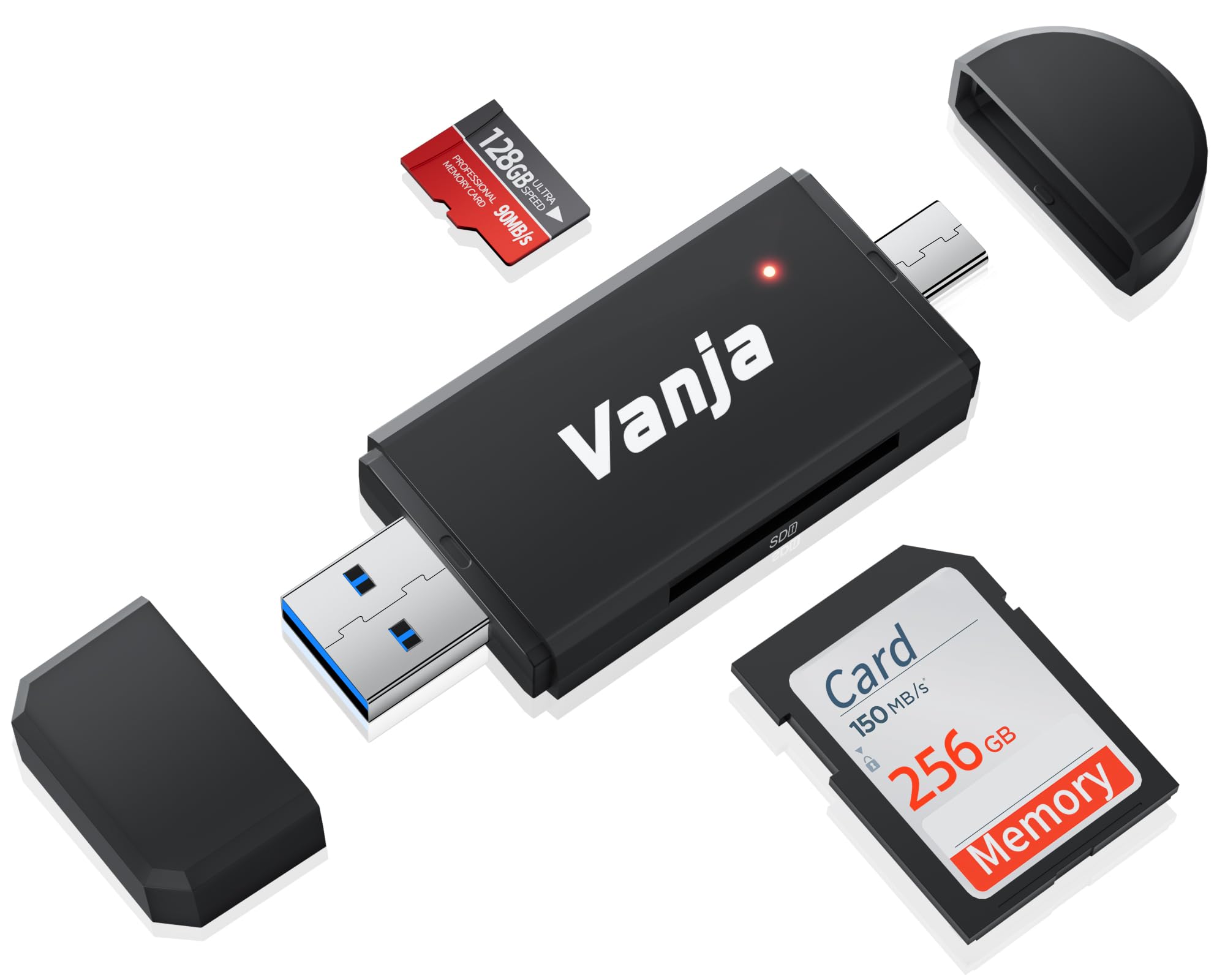 Vanja USB C SD Card Reader USB 3.0, Micro SD Card Adapter Memory Card Reader Used for SD TF SDXC SDHC MMC RS-MMC Micro SD Micro 