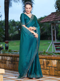 Satrani Womens Pure Georgette Saree (3186S139N_Teal Blue)