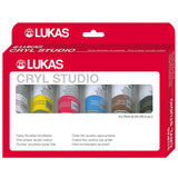 Lukas CRYL Studio Artist Acrylic Paint, Studio Set of 6, Set - High Pigment Acrylic Paints for Canvas Painting, Large Scale Work