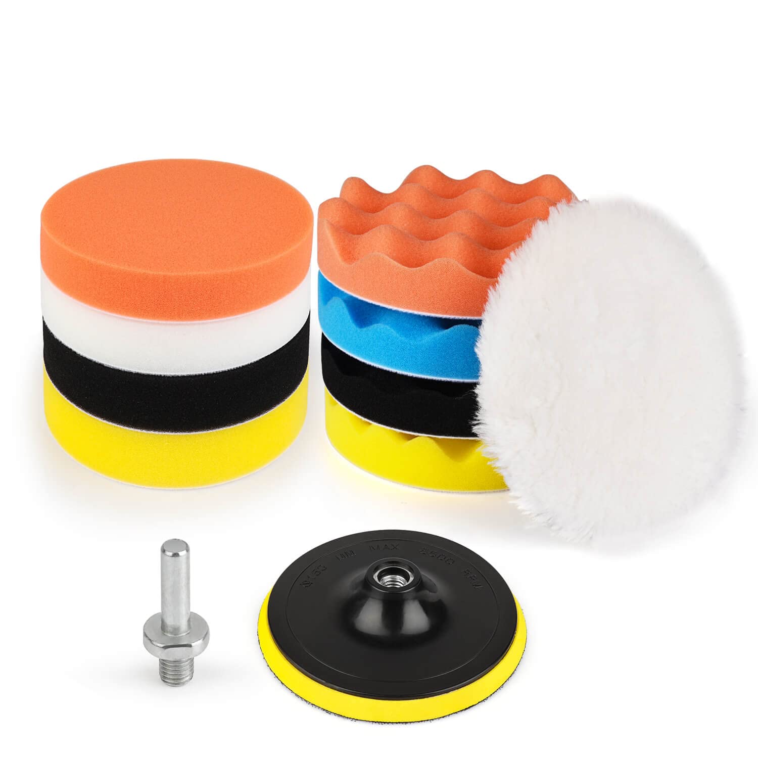 Kshineni Car Buffer Pads 6 Inch Buffing Polishing Pads, 11 Pcs Drill Buffing Kit, Auto Polisher Pads Car Foam Drill for Automoti