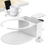Desk Cup Holder for Coffee Mugs, Tumblers, Water Bottles with Mobile Phone Stand, AntiSpill Metal School Home Office Accessorie