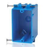 Single Gang Electrical Box, New Work Box 1 Gang with Nail, 18 cu. in, Blue Switch & Outlet Wall PVC Electrical Junction Box for 
