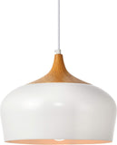 Elegant Lighting Nora Collection Pendant D11.5In H9In Lt:1 Frosted White And Natural Wood Finish