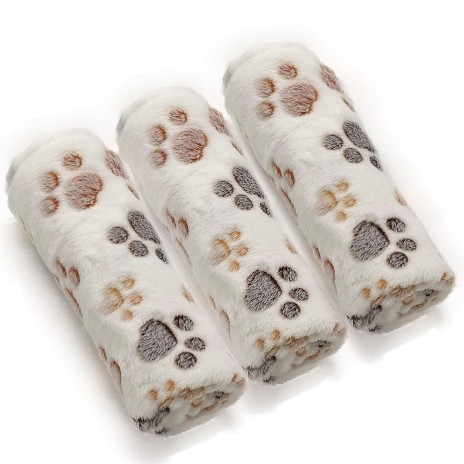 1 Pack 3 Puppy Dog Blankets Super Soft Warm Sleep Mat Fluffy Premium Fleece Pet Blanket Flannel Throw For Dog Puppy Cat - White 