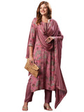 Anni Designer Women'S Rayon Blend Printed Straight Kurta With Pant & Dupatta (Vice Peach-Vks02_3Xl_Peach_Xxx-Large),Peach,3XL,,,