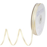 Kryvus White Satin Ribbon with Gold Edge - 1/8 inch x Continuous 100 Yards Double Faced Thin Ribbon for Wedding Invitation Card,