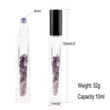 10ml Gemstone Roller Square Bottles Refillable Roll On Bottles Healing Crystal Chips Inside For Perfumes Aromatherapy Oils 5pack
