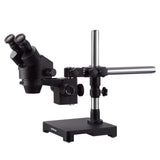 AmScope 3.5X-45X Black Stereo Zoom Microscope with Single Arm Boom Stand