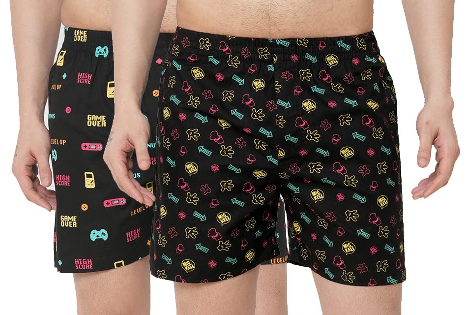 Anni Designer Men'S Cotton Blend Modern Relaxed Floral Boxer Shorts (Pack Of 2) (Anl-Bxr-Pack-2-An-004_Multicolor_M),Multicolour,M