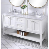 Elegant Decor Metropolis 60 Double Sink Marble Top Bathroom Vanity In White