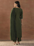 Libas Women'S Silk Blend Kurta Set (Gs1028_Olive_L)