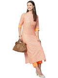 Anni Designer Women'S Cotton Blend Floral Straight Kurta With Pant (Otti N2W_Orange_Xx-Large),Orange,2XL