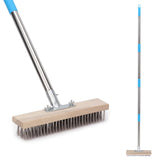 Heavy Duty Wire Broom with 70.8inch Telescopic Handle: Stainless Steel Outdoor Broom for Cleaning Moss Concrete Floors Grout Garden