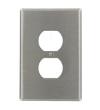 Leviton 1-Gang Duplex Wallplate, Oversized, Non-Magnetic Stainless Steel, 84103-40