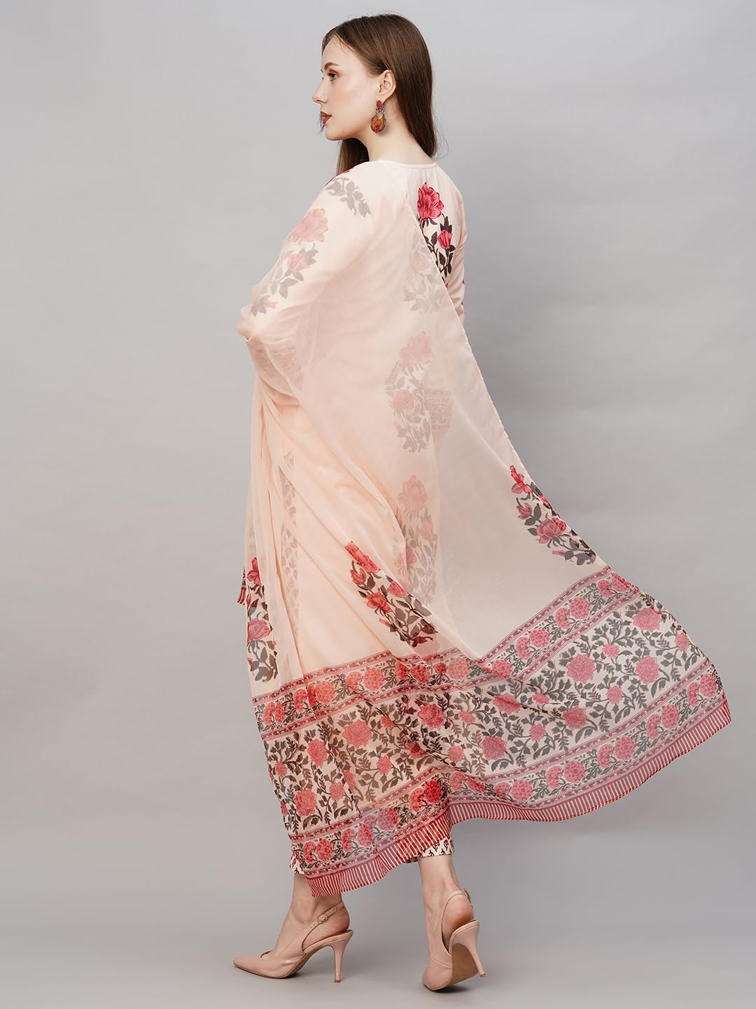 Anni Designer Women'S Rayon Blend Straight Printed Kurta With Pant & Dupatta (Actual-Cream-Nw_Xxl_Cream_Xx-Large),Cream,2XL,Rayon,Regular,Dupatta