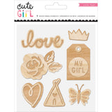 American Crafts Crate Paper Cute Girl Wood Embellishents 7 Piece