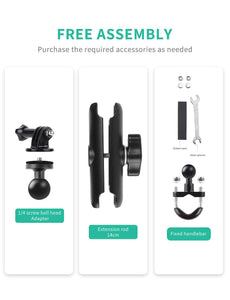 Camera Motorcycle Mount for Gopro Accessories,360 Rotation Metal Action Camera Clamp Holder with 1/4Thread for Moto Bike Bicycle