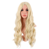 MapofBeauty 28 Inch/70 cm Long Wavy Middle Part with No Bangs Synthetic Fiber Curly Fashion Women Party Cosplay Wig (Mixed Blond