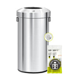 EKO Urban 24 Gallon Round Stainless Steel Open Top Waste Bin, Tall Commercial Trash Can for Indoor/Outdoor, Extra Large Metal Ga