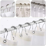 Dhanuom Bathroom Curtain Hooks,Stainless Steel Hook for Curtains,RustResistant Metal Double Hooks Curtain Rings,Rolling Shower