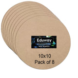 Eduway 10 Inch Round Mdf Board For Mandala, Lippan, Resin Art & Craft, 4Mm Thick,Pof 8 Premium Cardboard Material For Artists, A