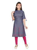 Aarika Girl's Cotton Regular Tunic Shirt (KURTI-K-42_Blue_14 Years-15 Years)