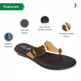 Ortho Joy Fancy Doctor Slippers | Soft And Stylish Chappal For Women | Comfortable Flat Sandals For Women Stylish,Beige,4,B09VT3967B