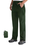 iCreek Men's Packable Rain Pants Waterproof Lightweight Over Pants Windproof Outdoor Pants for Fishing Golf Hiking (Army Green, 