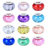 AIPRIDY Multicolor Rose Floral European Large Hole Charm Lucky Beads with Rhinestones for DIY Bracelet Jewelry Making (Mixed Col