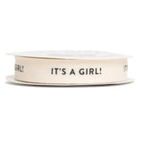 Sisterly Market - Custom Herringbone Cotton Ribbon, Natural 5/8 Inch Gift Ribbon with Its a Girl Printed Phrase, 10 Yards