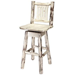 Montana Woodworks Collection Barstool With Back And Swivel, Ergonomic Wooden Seat, Ready To Finish