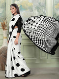 Satrani Womens Silk Crepe Printed Saree With Unstitched Blouse Piece (3083S198N_White1)
