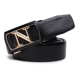 Zacharias MenS Faux Leather Belt Automatic N Buckle Asg18 (Black;Free Size)