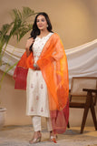 Gosriki Women'S Cotton Blend Straight Embroidered Kurta With Pant & Dupatta (Avnnu Cream-Gs_S_Cream_Small),Cream,,B0CR3NVSWQ