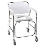 DMI Rolling Shower Chair, Commode, Transport Chair, FSA Eligible, Rolling Bathroom Wheelchair for Handicap, Elderly, Injured or 