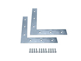 QCAA Heavy Duty Flat Corner Irons Joining Bracket for Wood Table, Chairs, Zinc Plated, 6x6x1x0.79, Made in Taiwan, 2 Pack