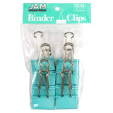 JAM PAPER Colorful Binder Clips - Large - 1 1/2 Inch (41 mm) - Teal Binderclips - 12/Pack
