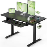 Marsail Standing Desk Adjustable Height with Extra Large Keyboard Tray, Electic Adjustable Desk with 4 Memory Presets Cable Mana