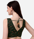 Pujia Mills Womens Sweetheart Neck Sleeveless Saree Blouse(Pihu) (Dark Green, 34)