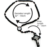 Alexander Castle Our Father Solid Wooden Rosary Beads (Handmade - Brazilian Walnut) with St Benedict Junction - Comes in Velour
