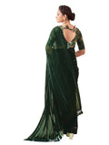 Satrani Womens Pure Georgette Saree (3473S695N_Dark Green)