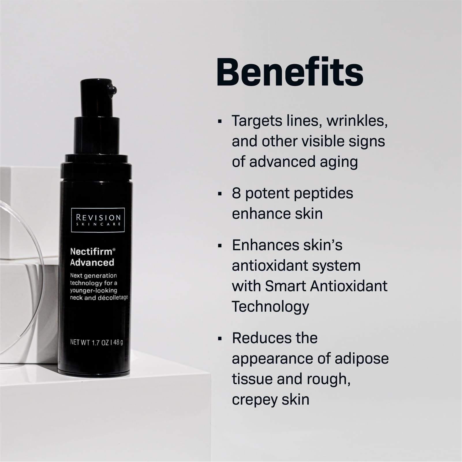 Revision Skincare Nectifirm Advanced, Anti Aging Neck Firming Cream with Peptides for Fine Lines, Wrinkles and Crepey Skin, 1.7
