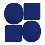Solid Navy Blue Paper Dinner Plates and Luncheon Napkins, Navy Blue Party Supplies and Table Decorations (Serves 16)