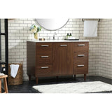 Elegant Decor Baldwin 48 Solid Wood And Mdf Bathroom Vanity In Walnut