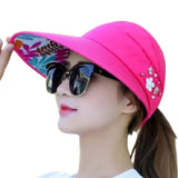 Fabseaons Sun Visor Hats Women Large Brim Summer Uv Protection Beach Cap (1Pink)